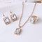 Crystal bridal necklace earring ring three piece Set Blanco