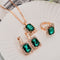 Crystal bridal necklace earring ring three piece Set Verde