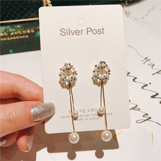 Aretes de Perlas en Diseño Engarzado - Image 2