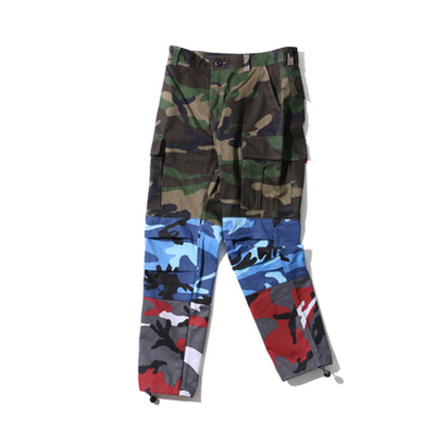 Pantalón Cargo Táctico Camuflaje Tri Color Baggy Hip Hop Streetwear - Image 3