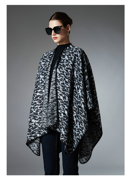 Chal Cruzado Estampado Leopardo Negro - Versátil para Primavera, Otoño e Invierno - Image 13