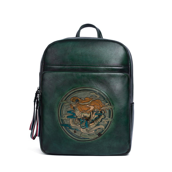 Bolso de Cuero Artesanal Grande con Tallado Manual