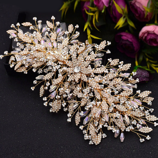 Diadema Nupcial de Hojas con Cristales - Tocado Artesanal para Novia - Image 8