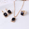 Crystal bridal necklace earring ring three piece Set Negro