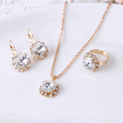 Juego de Joyería Cristal Redondo: Collar, Aretes y Anillo Elegante - Image 5