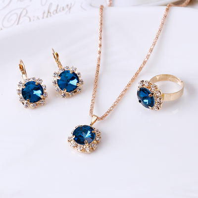 Juego de Joyería Cristal Redondo: Collar, Aretes y Anillo Elegante - Image 6
