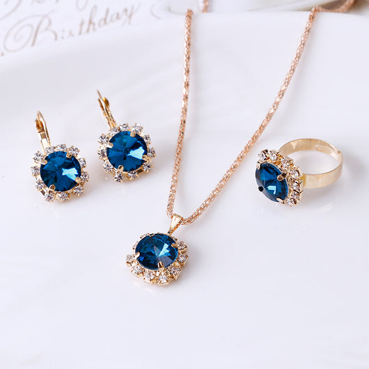 Juego de Joyería Cristal Redondo: Collar, Aretes y Anillo Elegante - Image 6