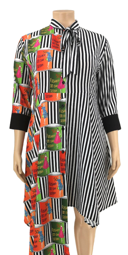 Falda Camisera con Rayas Estampadas