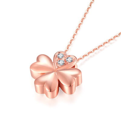 Collar de Oro 18K Trébol de la Suerte con Diamantes en Oro Rosa - Image 5