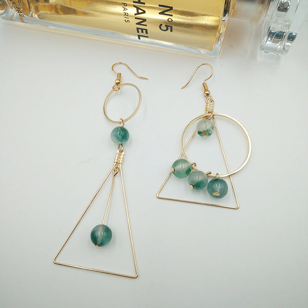 Aretes Asimétricos Triángulo Círculo Bola - Diseño Creativo y Moderno