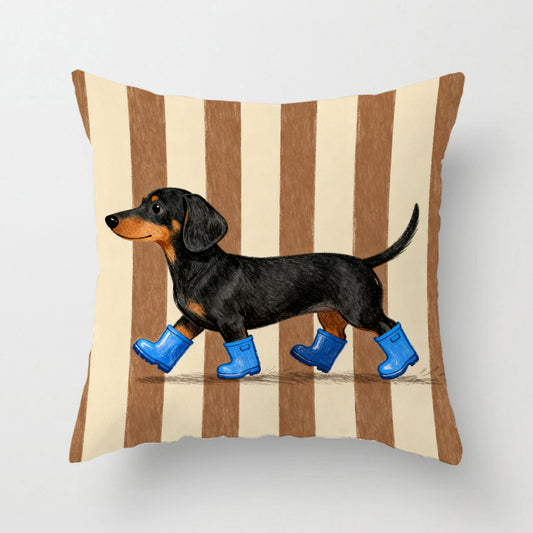 Funda de Almohada Perro Salchicha Cartoon Adorable