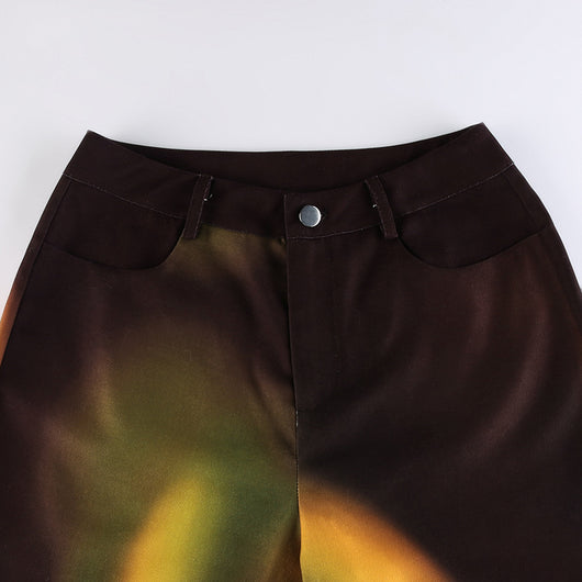 Pantalones Casuales con Estampado Degradado Arcoíris para Mujer - Image 21