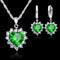 Heart-shaped earrings necklace jewelry Set Verde