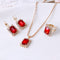Crystal bridal necklace earring ring three piece Set Rojo