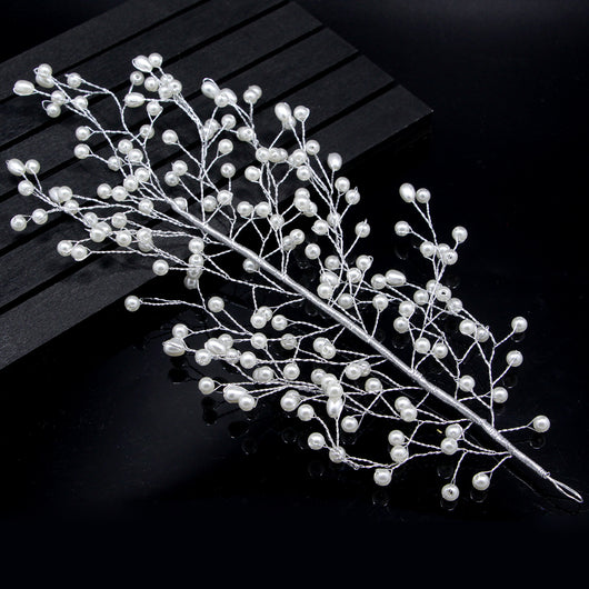 Peine de Perlas Hecho a Mano para Novia - Tocado con Hojas para Sesión de Bodas - Image 5