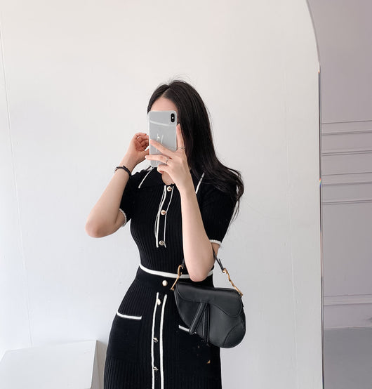 Conjunto Elegante Falda A-Line: Suéter Polo Manga Corta + Falda Plisada - Image 10