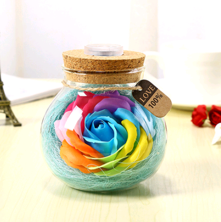 Botella de Luz Nocturna con Flores Eternas y Estrella de la Suerte - Regalo Romántico Luminoso - Image 6