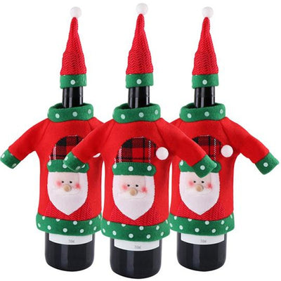 Set de Fundas Navideñas para Botellas de Vino con Bordado Cartoon - Image 3
