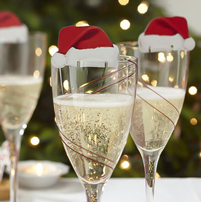 Set de 10 Gorros Navideños Rojos para Copas - Decoración de Mesa Navideña DIY