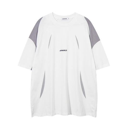 Camiseta Suelta de Manga Corta con Contraste de Colores para Hombre