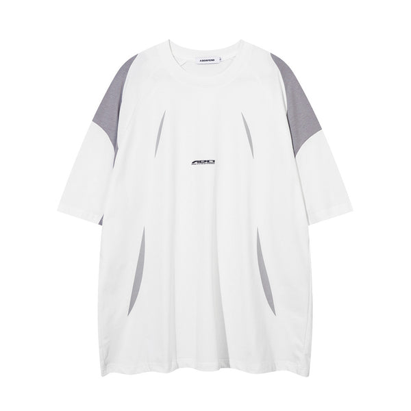 Camiseta Suelta de Manga Corta con Contraste de Colores para Hombre