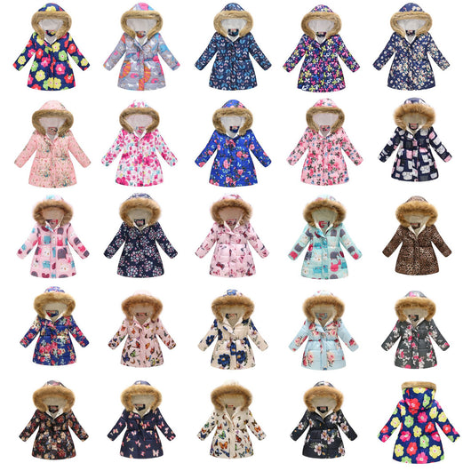 Chaqueta de Algodón Acolchada con Cuello de Pelaje y Capucha - Diseño Cartoon Infantil - Image 29