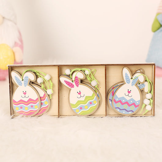 Colgante de Madera Pintado con Conejito de Pascua y Animales - Image 7