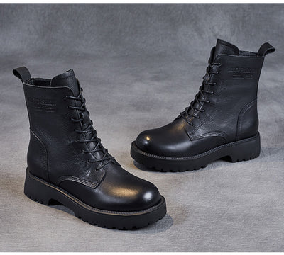 Botines de Cuero Suave para Mujer con Tacón Robusto y Forro de Felpa - Image 21