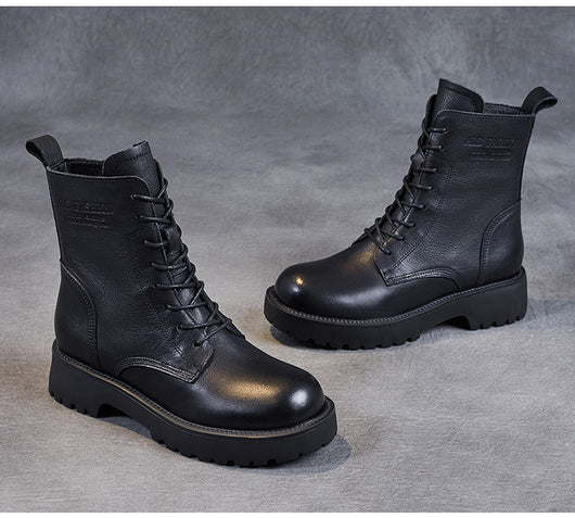 Botines de Cuero Suave para Mujer con Tacón Robusto y Forro de Felpa - Image 21