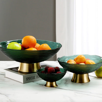 Plato de Frutas de Vidrio Dorado para Mesa de Té - Image 3