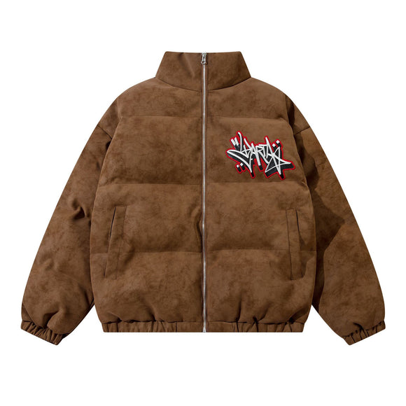 Chaqueta Acolchada de Algodón con Letras Bordadas