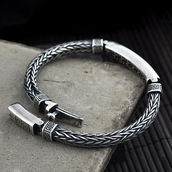 Pulsera de Plata Tailandesa Personality Tide - Diseño Moderno Unisex