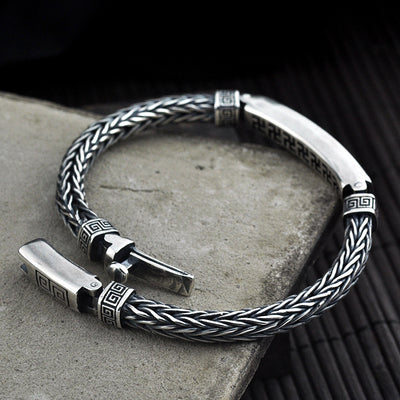 Pulsera de Plata Tailandesa Personality Tide - Diseño Moderno Unisex - Image 2