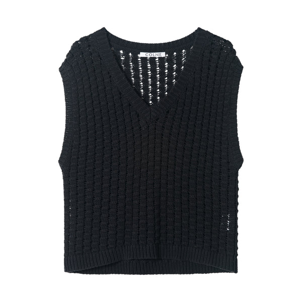 Chaleco Tejido Mujer Cuello V Algodón con Volumen - Image 7