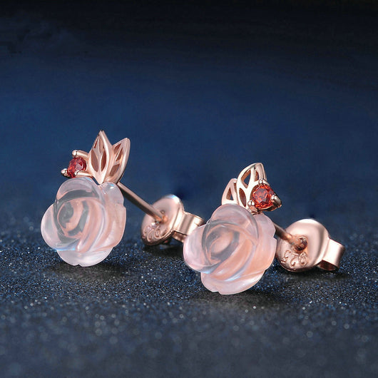 Aretes de Plata 925 Rosa con Cristal Rosa - Diseño Floral Elegante - Image 3