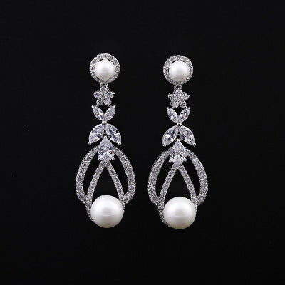 Aretes de Perla y Circón en Plata 925 y Oro Blanco