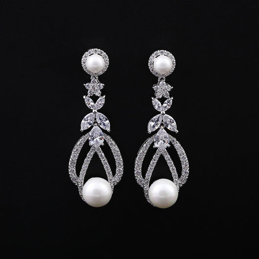 Aretes de Perla y Circón en Plata 925 y Oro Blanco - Image 2