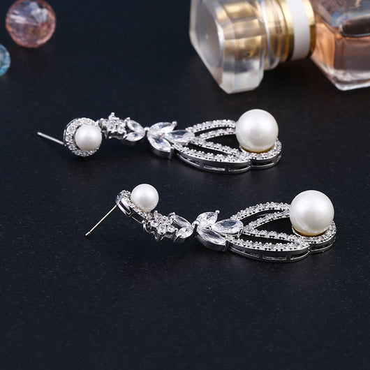 Aretes de Perla y Circón en Plata 925 y Oro Blanco - Image 3