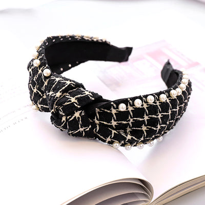 Diadema de Perlas Étnica con Tela Escocesa Clásica - Image 25