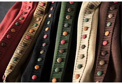 Cardigan de Algodón con Botones Coloridos - Corte Holgado y Efecto Adelgazante - Image 16