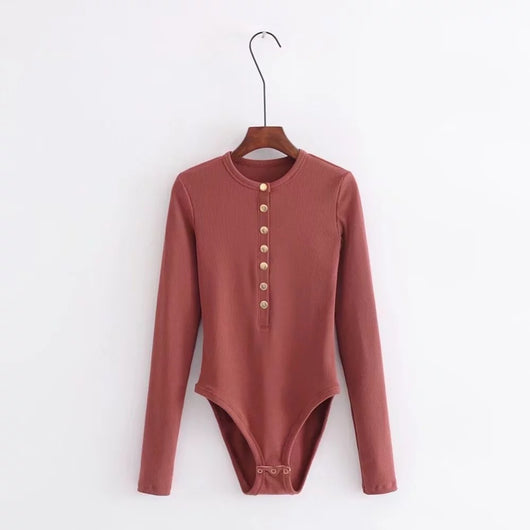 Bodysuit Ajustado de Punto con Botones y Mangas Largas - Image 10