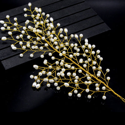 Peine de Perlas Hecho a Mano para Novia - Tocado con Hojas para Sesión de Bodas - Image 4