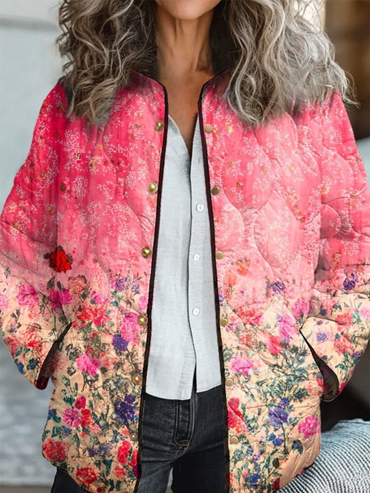 Chaqueta Acolchada de Algodón para Mujer con Estampado Floral Digital - Image 20