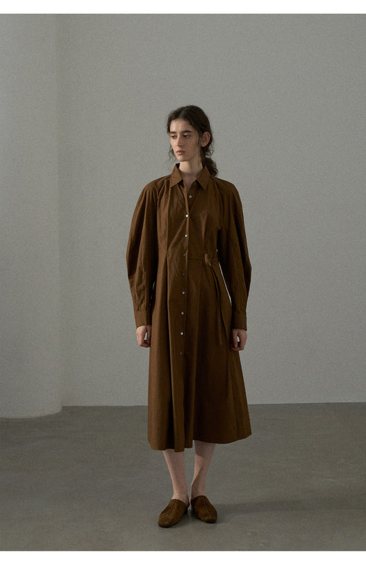 Vestido Camisero de Algodón con Mangas Curvas y Cintura Ajustada - Image 12