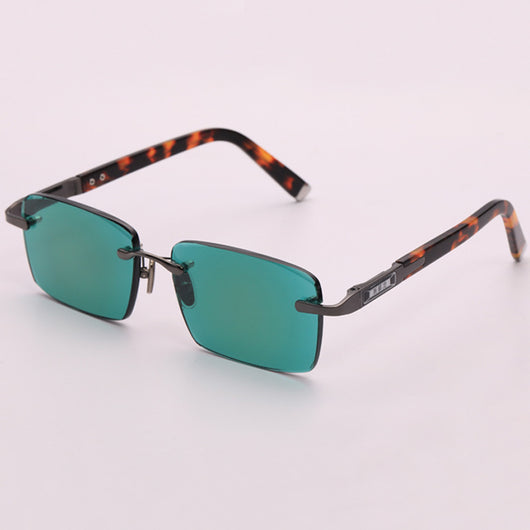 Gafas de Sol Verde Oscuro sin Marco con Detalles Elegantes - Image 13