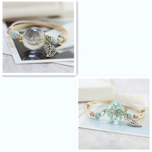 Pulsera Esfera de Cristal con Flores Secas - Diente de León y Estrellas - Image 42