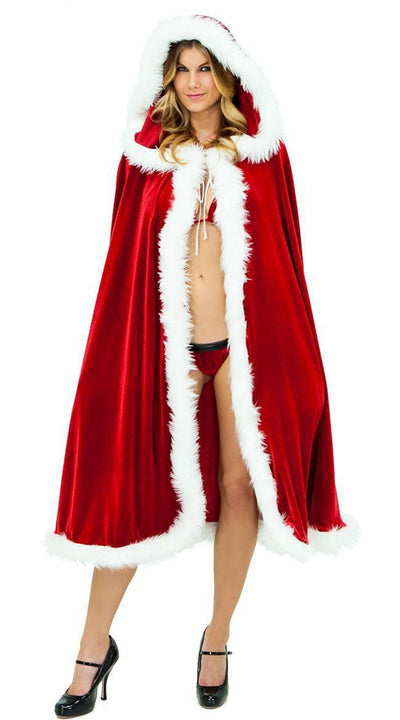 Capa Roja Navideña Sexy para Adultos y Niños - Disfraz Elegante