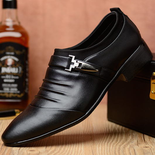 Zapatos Casuales de Negocios Estilo Británico Punta Afilada Tallas Grandes