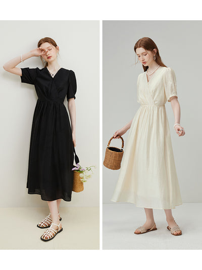 Vestido Jacquard Tencel Escote V con Textura - Image 8