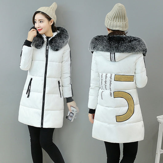 Abrigo Acolchado Largo Mujer Estilo Coreano Algodón Premium Ajustado